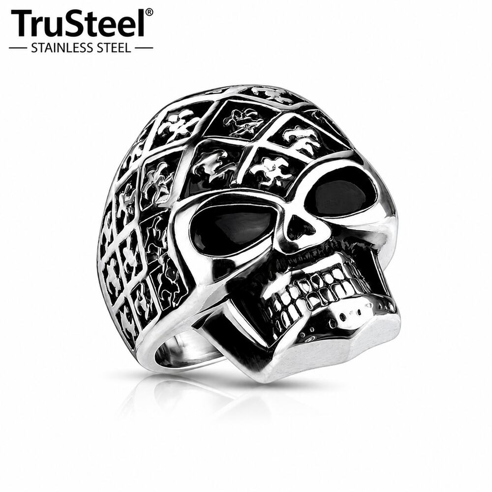 Men’s 316L Stainless Steel hypoallergenic gothic biker skull Ring Size 10